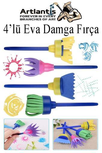 Eva Damga Fırçası 4 lü 1 Paket Plastik Doku Tarağı Fırçası Okul Öncesi Boya Sünger Fırça Seti Çocuklar İçin Plastik Sap