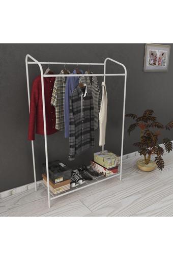 Metallica Concept Armin Çiftli Beyaz Konfeksiyon Askısı Butik Konsept Elbise Askılığı
