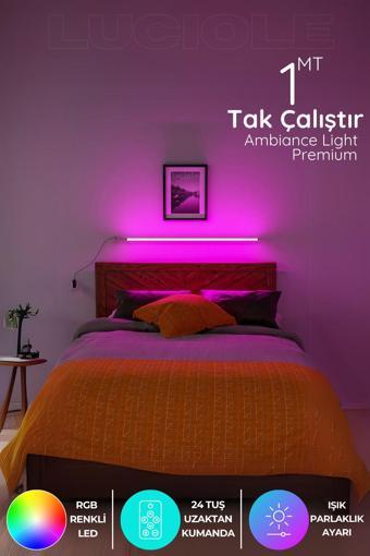 Luciole Led Çubuk Bar Abajur Aplik Gece Lambası Rgb Lambader Renkli Uzaktan Kumandalı Işık Rgblucimor