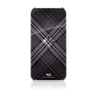 White Diamonds iPhone 4/4S Swarovski Grid Desenli Kılıf - Siyah (Outlet)
