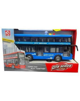 Ctoys City Serisi İki Katlı Sesli ve Işıklı Süper Otobüs Mavi RJ5504