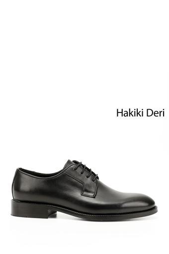 Erkek Siyah Bağcıklı Hakiki Deri Klasik Ayakkabı