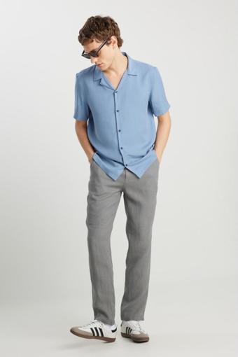 Wrangler %100 Keten Regular Fit Normal Kesim Normal Bel Düz Paça Koyu Gri Pantolon