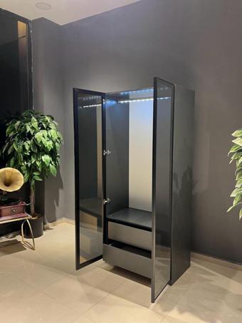 Canbaz Furniture Esla Modüllü 2 Cam Kapaklı Giyinme Dolabı