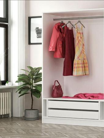 Canbaz Furniture Esla Modüllü 2 Cam Kapaklı Giyinme Dolabı