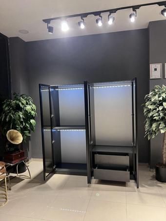 Canbaz Furniture Esla Modüllü 4 Cam Kapaklı Giyinme Dolabı