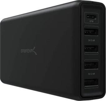 SABRENT 5 Portlu USB A ve USB Type C PD Akıllı Şarj İstasyonu (AX-LPD5)
