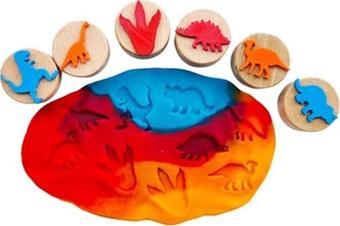 ChildGen Play Dough Ahşap Damga Seti Dinozorlar
