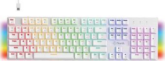 North Shield White Red Switch Türkçe Q Rgb Beyaz Mekanik Gaming Kablolu Klavye