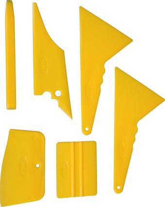 Mega Oto Market 6 Parça Sticker Folyo Film Çekme Uygulama Ragle Aparatı Seti Sarı Renk - Tüm Araçlar ile uyumlu