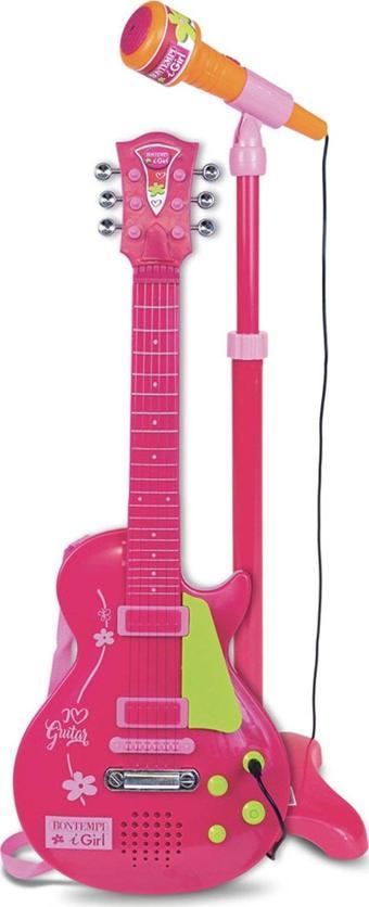 Ayaklı Mikrofonlu Pembe Gitar ile Eğlence Garanti!