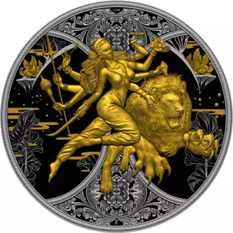 AgaKulche Durga Rutenyum 2024 Altın Kaplama Gümüş Sikke Coin