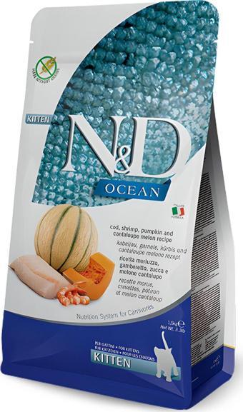 N&D Ocean Grain Free Kitten Cod Shrimp Pumpkin Tahılsız Taze Balıklı Yavru Kedi Maması 1,5 Kg