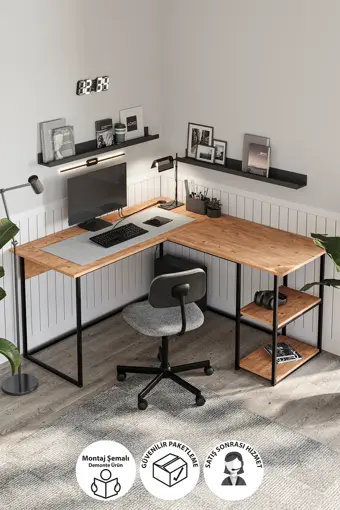 Bofigo Çalışma Masası Ofis Masası Köşe Masa Bilgisayar Masası Odin Çam