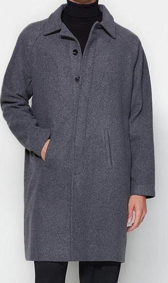 Tasarım Düz Astarsız Yaka Uzun Regular Gömlek Unisex Regular Fit Yün Karışımlı Kaşe Kışlık Kaban