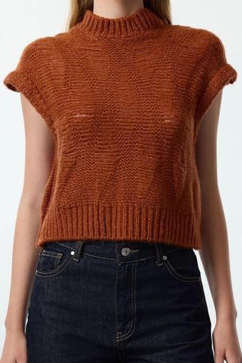 Stil Modern Kadın Regular Standart Kol Bisiklet Yaka Yumuşak Dokulu Crop Kısa Kol Triko Süveter