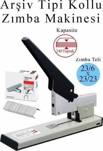 Büyük Boy Zımba Makinesi 1 Adet Arşiv Tipi Zımba Makinası 240 Yaprak Kapasiteli Zımba Teli Hediyeli Kollu Zımba Makinası
