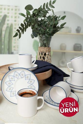 Keramika Floral Waves Nordic Kahve Takımı 12 Parça 6 Kişilik 22669-71