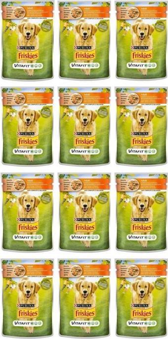 Friskies Tavuklu ve Havuçlu Yetişkin Yaş Köpek Maması. 100 gr * 12 Adet
