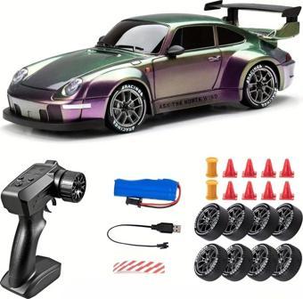 Porsche 911 Yanardöner Renkli 1:24 Drift 4X4 Şarjlı RC Uzaktan Kumandalı 20 Km/s Hızında Hediyelik O