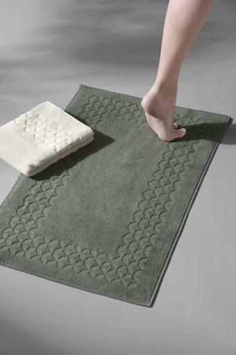 Biscay Bathmat Olive - Ekstra Yumusak, Modern   %100 Pamuk 50x75cm. Ayak Havlusu / Banyo Paspas Seti 