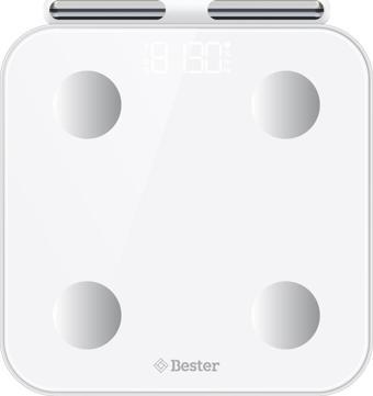 Bester BS7230 8 Elektrotlu Akıllı Tartı – Kompakt Tasarım, LED Ekran, 56 Vücut Ölçümü, Bluetooth 5.0, Type-C Şarj