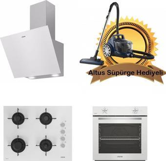 Altus Beyaz Cam Ankastre Set 570 W - 159 Dw- 310 Hw - (Altus Süpürge Hediyeli)