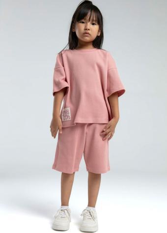 Kız Çocuk Pembe Bermuda Takım