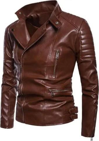 Nyc Giyim Tekstil Motorcu Tarzı Kuzu Derisi Biker Mont Kahve Renk