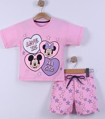 Yıldız Baskılı Kız Çocuk T-Shirt Şort Takım 3/6 yaş