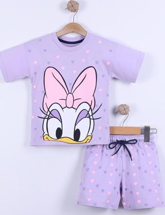 Kalp Baskılı Kız Çocuk T-Shirt Şort Takım 3/6 yaş