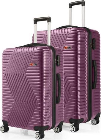 G&D Polo Suitcase Abs Orta Ve Büyük Boy Mürdüm 2'li Valiz Seti 600.09-B