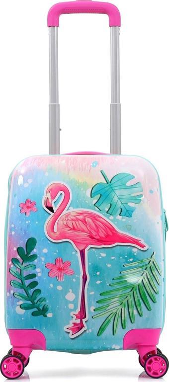 Gedox Kids Pembe Flamingo ve Güneş Desenli Kız Çocuk Valizi 153.03