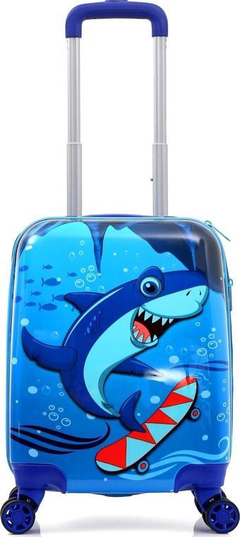 Gedox Kids Lacivert Mavi Köpek Balığı Shark Desenli Erkek Çocuk Valizi 155.05