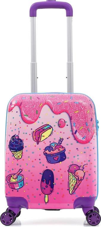 Gedox Kids Pembe Dondurma Mavi İce Cream Desenli Kız Çocuk Valizi 152.02