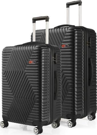 G&D Polo Suitcase Abs Orta Ve Büyük Boy Siyah 2'li Valiz Seti 600.01-B