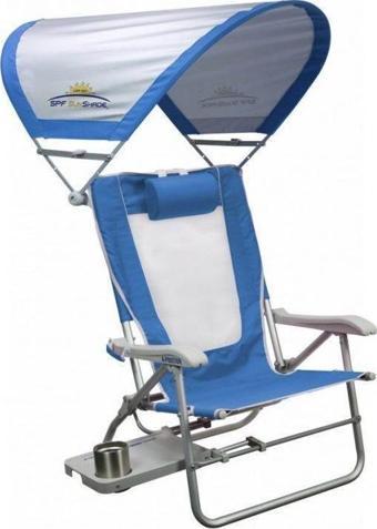 Gci Outdoor SunShade Big Surf 4 Kademeli Güneşlikli Katlanır Plaj Sandalyesi MAVİ