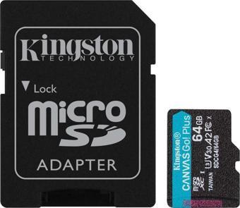 Kingston Sdcg4-64Gb 64Gb Microsdxc Canvas Go Plus Gen4 200Mb-S A2 U3 V30 Card + Adp Hafıza Kartı