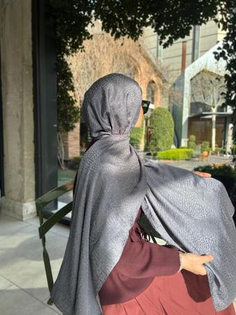 Taş Desen Pamuklu Jakar Şal-Antrasit