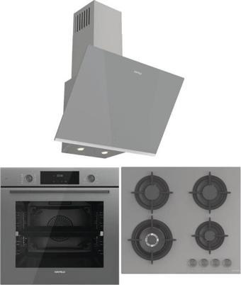 Hafele ORION Gri Ankastre Set (3G1W Ocak/10F Fırın/Orion Davlumbaz)