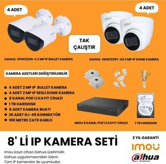Dahua 2 Mp 8'Li Ip Kamera Seti Tak Çalıştır