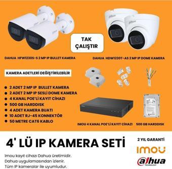 Dahua 2 Mp 4'Lü Ip Kamera Seti Tak Çalıştır