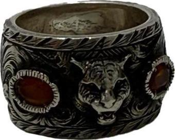 Gucci Kaplan Motifli 925 Ayar Gümüş Yüzük 16,9 Gram