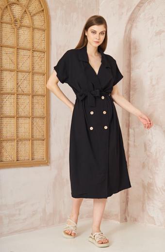 Kadın Keten Oversize Geniş Kesim /salaş /uzun Kısa Kollu Yazlık Ceket Elbise 3162400