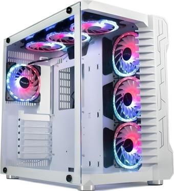 SNT Luobin III Midi Tower Atx Akvaryum 750 Watt 80+ Güç Kaynağı 7x Argb Fan Uzaktan Kumanda Kontroller Beyaz Gaming Kasa
