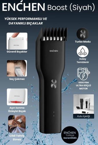 Enchen Boost Siyah Taşınabilir Şarjlı Saç Kesim Makinesi