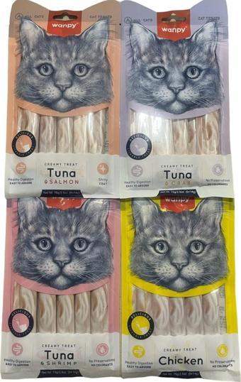 Creamy Treat Puding Kedi Ödül Maması Sıvı Kedi Ödülü Karışık 4paket