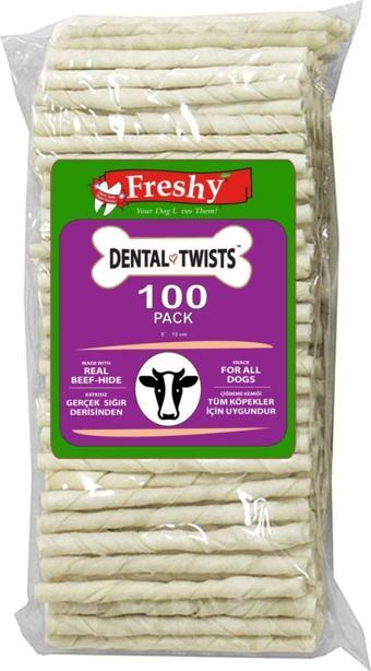 Freshy Dental Twists - Beyaz Burgu Çubuk - 100'lü Mega Paket - 600 gram