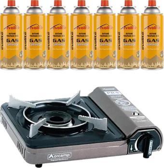 Orcamp Portatif Kamp Ocağı Gri + 7 Evolite 227 gr Gaz Kartuşu EVO-001-A6