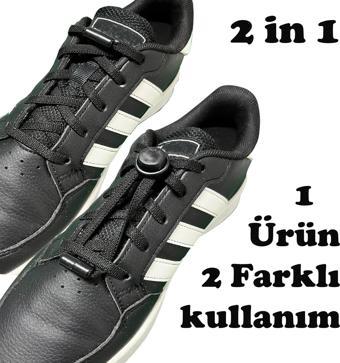SRTfootcare 2 in 1 Akıllı Kilitli Elastik Outdoor Ayakkabı Bağcığı 100cm 1 Çift Siyah